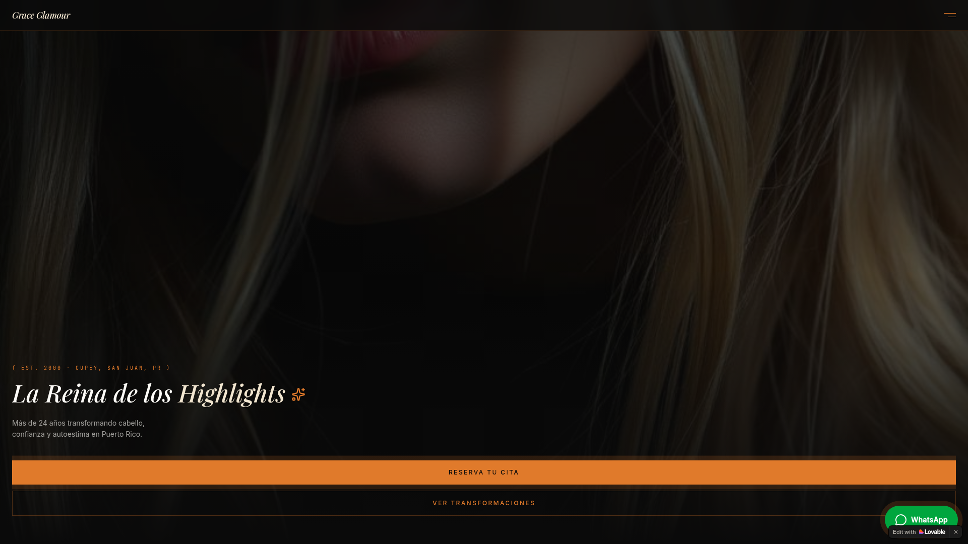 Grace Glamour — sitio web para salón de belleza en Cupey, San Juan, PR diseñado por Inaru Digital Lab